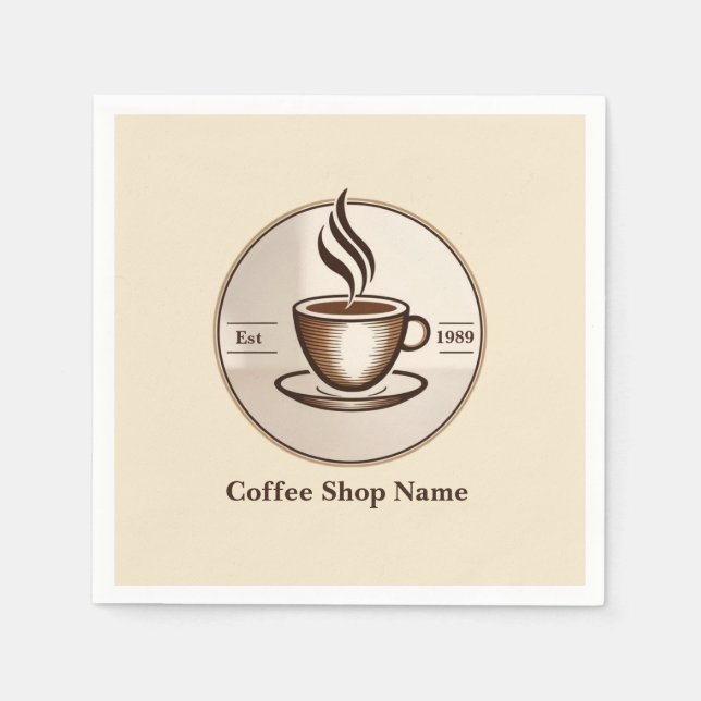Minimalist Elegant Brown Coffee business logo shop Napkins (Front)