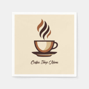 Minimalist Elegant Brown Coffee business logo shop Napkins