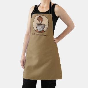 Minimalist Elegant Brown Coffee espresso shop Apron