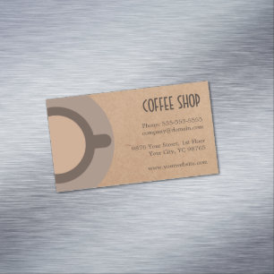 Minimalist Elegant Brown Coffee Shop Business Card Magnet