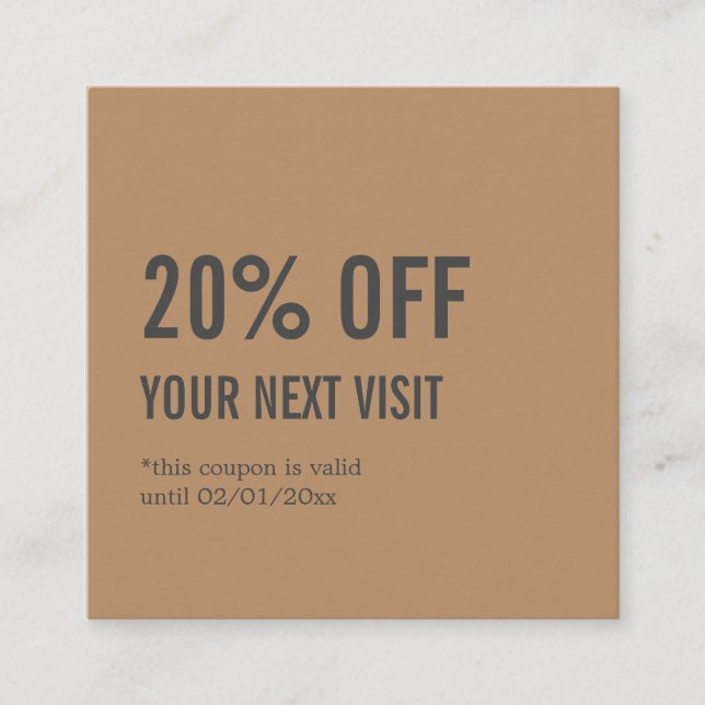 Minimalist Elegant Brown Discount Card (Front)