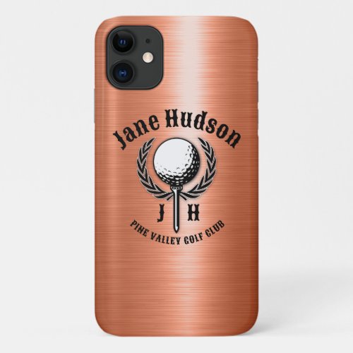 Minimalist Elegant Brushed Copper Golf Design iPhone 11 Case