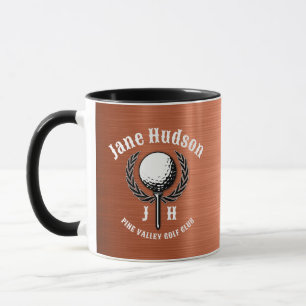 Minimalist Elegant Brushed Copper Golf Design Mug