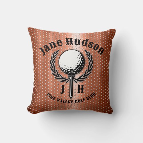 Minimalist Elegant Brushed Copper Golf Design Throw Pillow