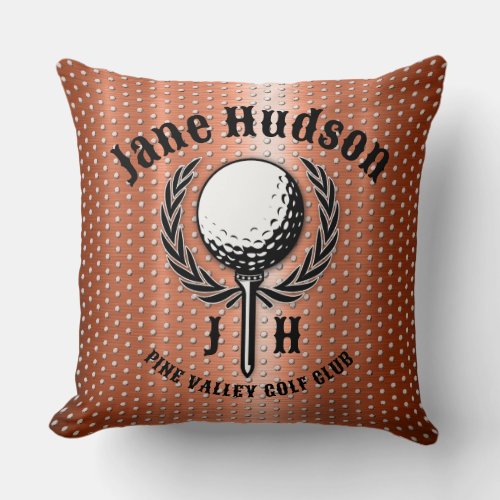 Minimalist Elegant Brushed Copper Golf Design Throw Pillow