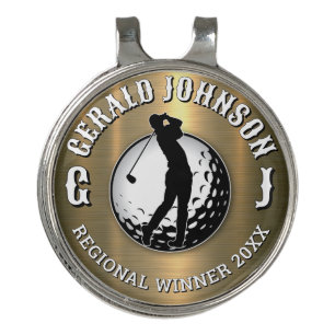 Minimalist Elegant Brushed Gold Golf Design Golf H Hat Clip