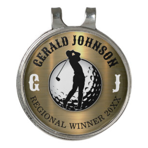 Minimalist Elegant Brushed Gold Golf Design Golf Hat Clip