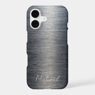 Minimalist Elegant Brushed Metal Silver Gray iPhone 17 Case
