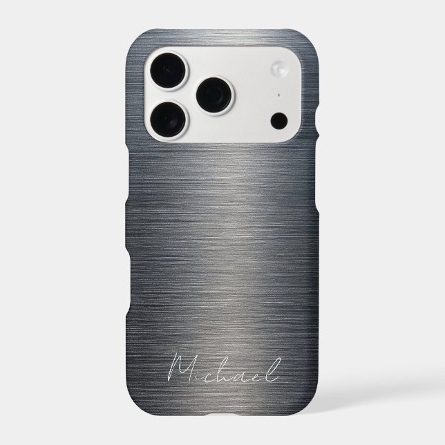 Minimalist Elegant Brushed Metal Silver Gray iPhone Case (Back)
