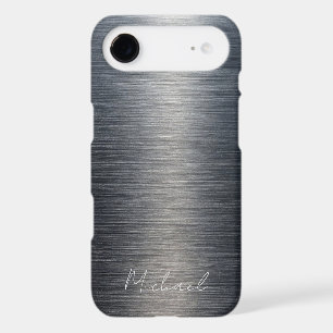 Minimalist Elegant Brushed Metal Silver Gray iPhone 17 Air Case