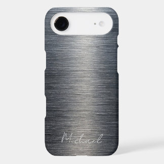 Minimalist Elegant Brushed Metal Silver Gray iPhone 17 Air Case
