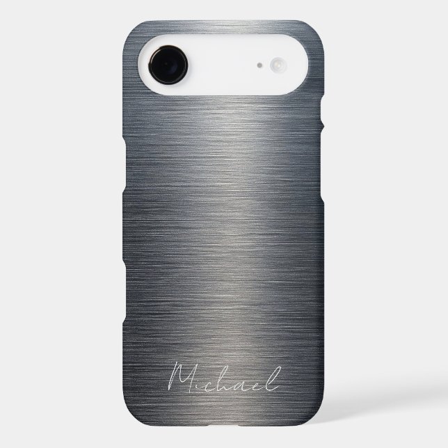 Minimalist Elegant Brushed Metal Silver Gray iPhone Case (Back)