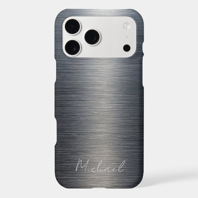 Minimalist Elegant Brushed Metal Silver Gray iPhone Case (Back)