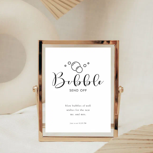 Minimalist Elegant Bubble Send Off Script Pedestal Sign | Zazzle