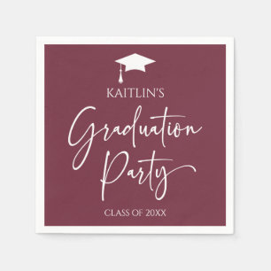 Minimalist Elegant Burgundy Graduation Party Napkins