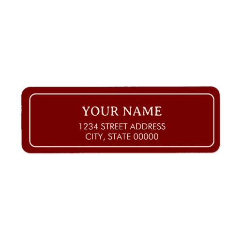 Minimalist Elegant Burgundy Red Label