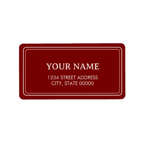Minimalist Elegant Burgundy Red  Label