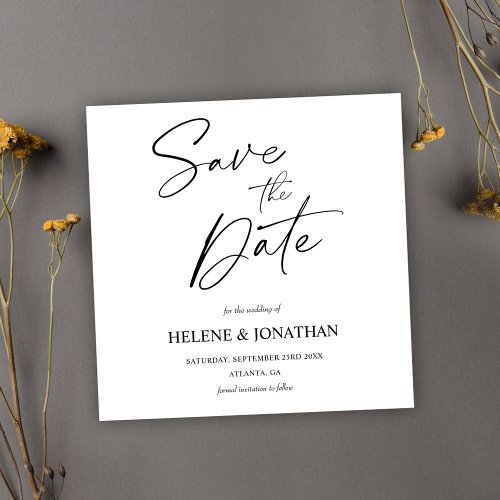 Minimalist Elegant Calligraphy Modern Wedding Save The Date