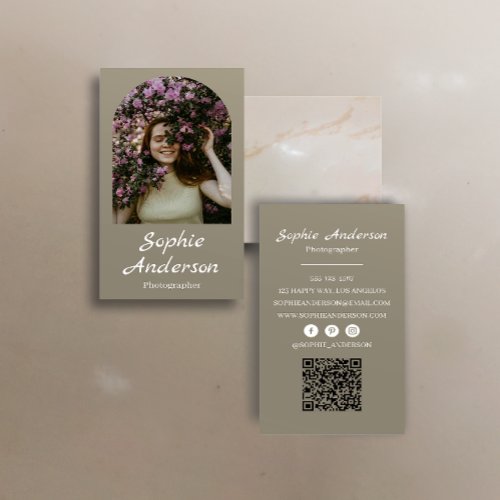 Minimalist Elegant Calligraphy Script Photography  Business Card
