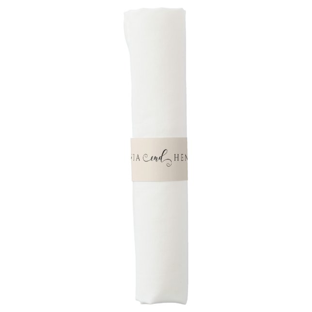 Minimalist Elegant Calligraphy Script Wedding  Napkin Bands (Front)