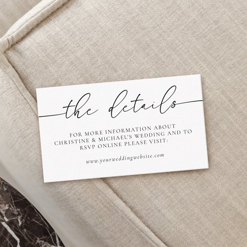 Minimalist Elegant Calligraphy Wedding Details Enclosure Card