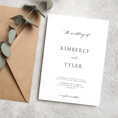 Minimalist elegant calligraphy wedding invitation