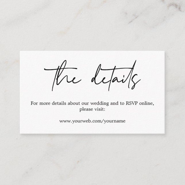 Minimalist Elegant Calligraphy Wedding Website Enclosure Card (Front)