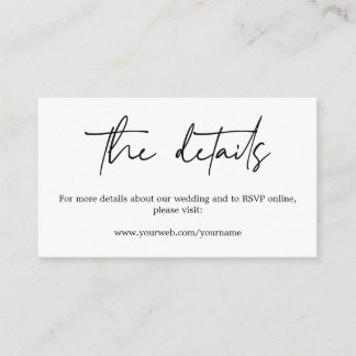 Minimalist Elegant Calligraphy Wedding Website Enclosure Card