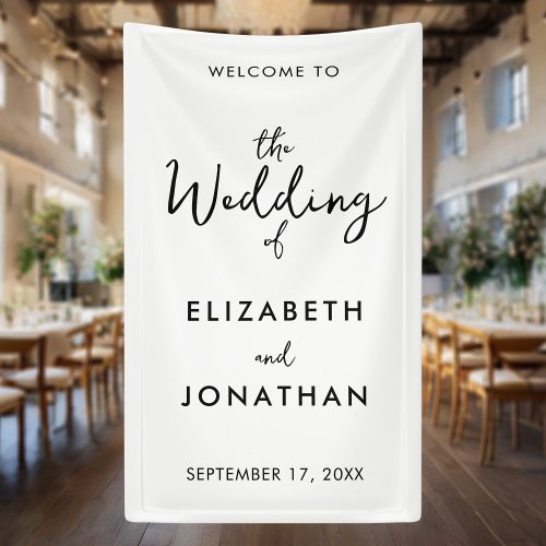 Minimalist Elegant Calligraphy Wedding Welcome Banner