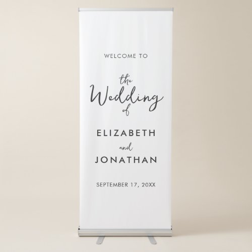 Minimalist Elegant Calligraphy Wedding Welcome Retractable Banner