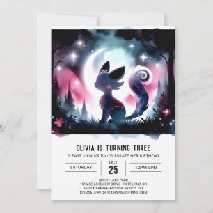 Minimalist Elegant Cat Birthday Invitation