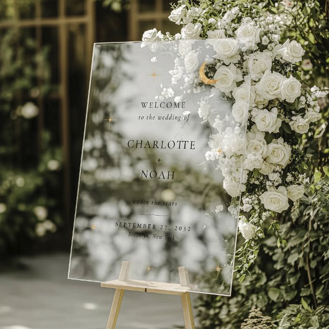 Minimalist Elegant Celestial Wedding Welcome Acrylic Sign (Creator Uploaded)