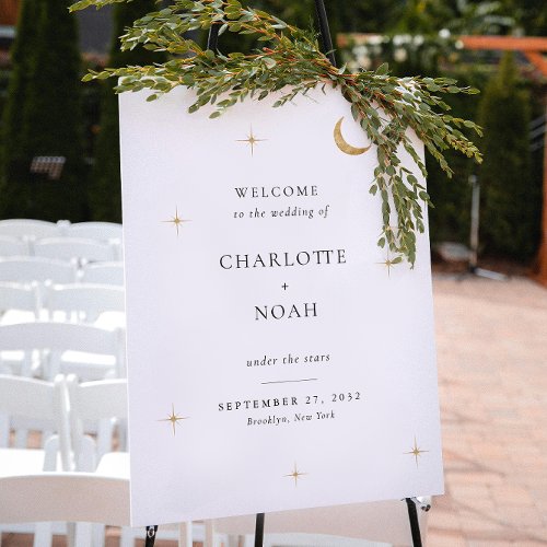 Minimalist Elegant Celestial Wedding Welcome Sign