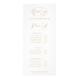 Minimalist Elegant Champagne Modern Price List Rack Card