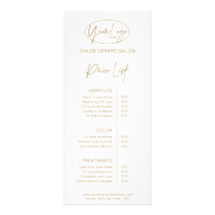 Minimalist Elegant Champagne Modern Price List Rack Card