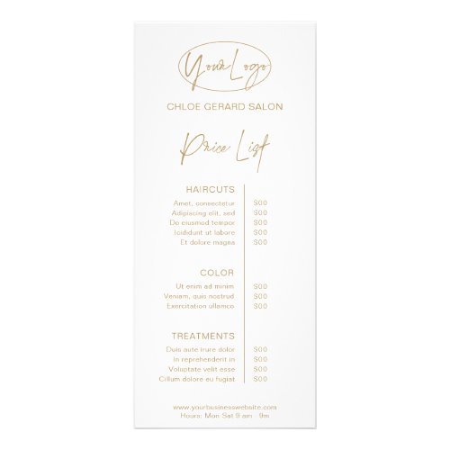 Minimalist Elegant Champagne Modern Price List Rack Card