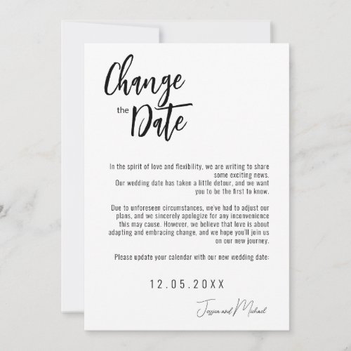  Minimalist Elegant Change of Date Save The Date