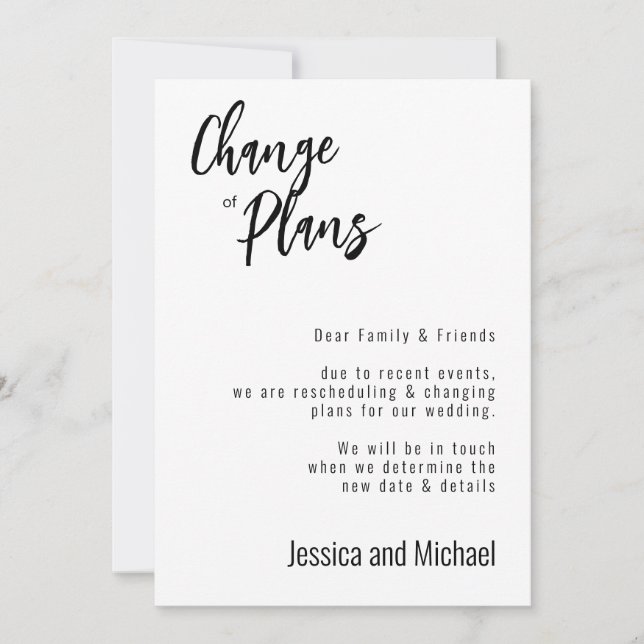 💍 Minimalist Elegant Change of plans Save The Date (Front)