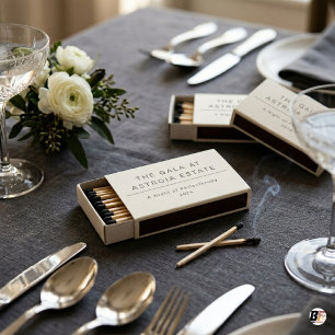 Minimalist Elegant Charity Gala Event Custom Matchboxes
