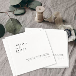 Minimalist Elegant Chic Black and White Wedding Napkins