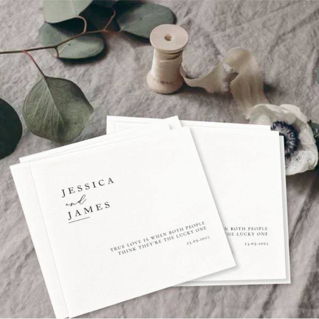 Minimalist Elegant Chic Black and White Wedding Napkins (Creator Uploaded)