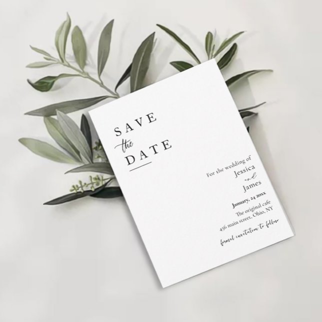 Minimalist Elegant Chic Black and White Wedding Save The Date (Creator Uploaded)
