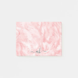 Minimalist Elegant Chic Coral pink Feather Texture Post-it Notes