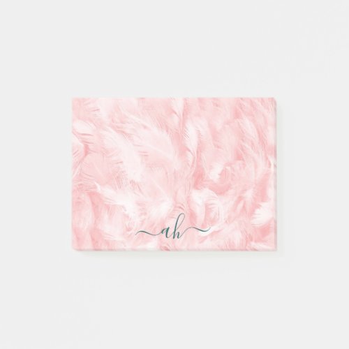 Minimalist Elegant Chic Coral pink Feather Texture Post_it Notes