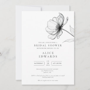 Minimalist Elegant Chic Floral Bridal Shower Invitation