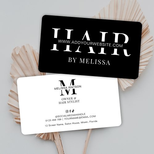 Minimalist Elegant Chic Simple Black Hair Stylist Business Card