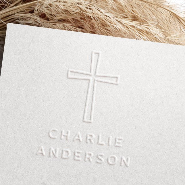 Minimalist elegant Christian cross and name Embosser (Minimalist elegant Christian cross and name Embosser)