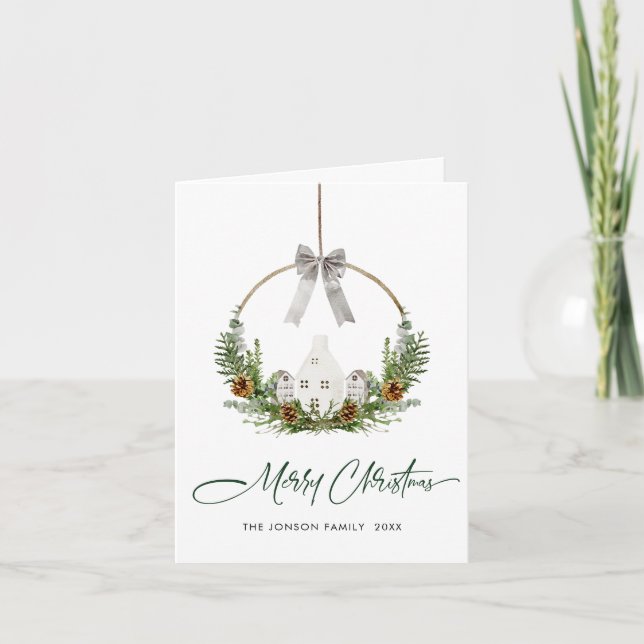 Minimalist Elegant Christmas Boho Composition Holiday Card (Front)