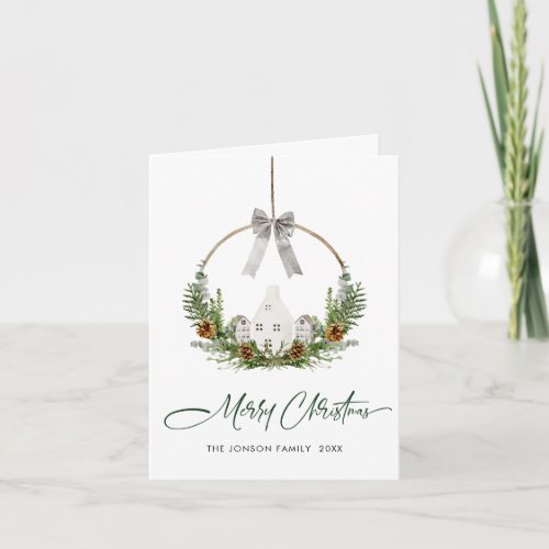 Minimalist Elegant Christmas Boho Composition Holiday Card