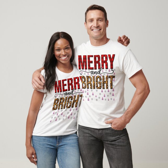Minimalist Elegant Christmas Merry and Bright  T-Shirt (Unisex)